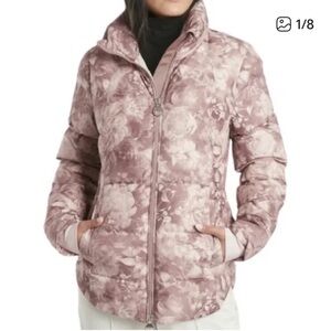 Athleta Floral Pink Puffer Jacket